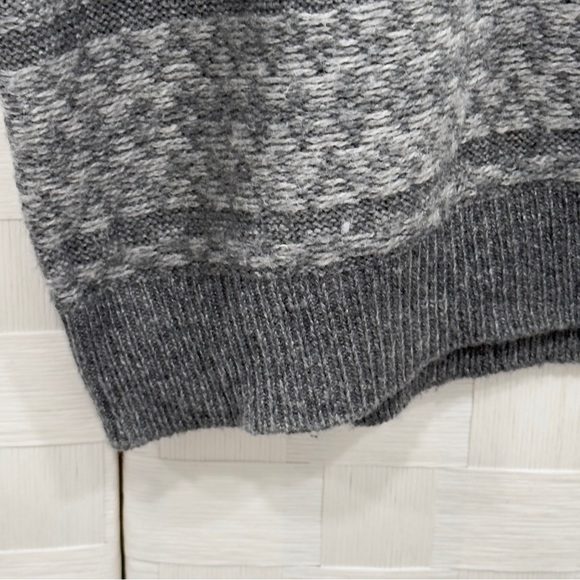 NORDSTROM Sweater Size XL Gray Tonal Fair Isle Merino Wool Alpaca Blend Crewneck - Picture 5 of 10